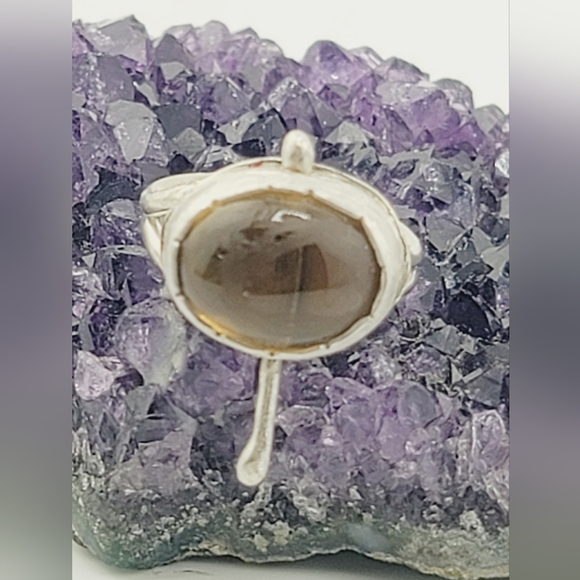 CITRINE OVAL STONE ANXIETY RELIEF RING HANDMADE IN STERLING SILVER METAL 7 - Picture 3 of 8